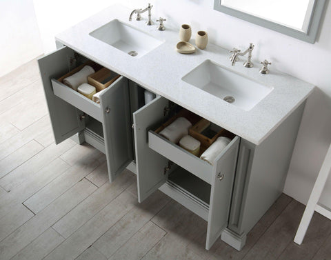 Legion Furniture WH7360-CG 60" Wood Sink Vanity With Quartz Top, No Faucet