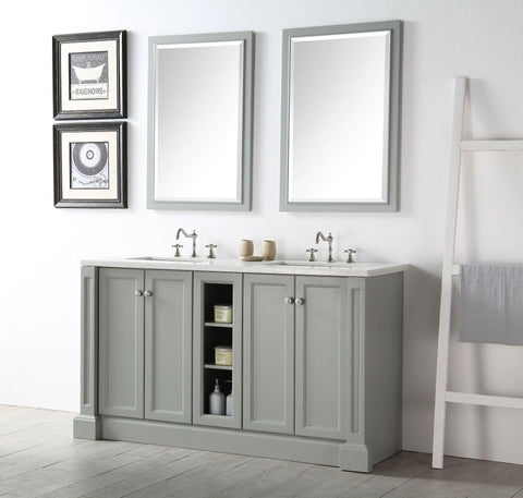Legion Furniture WH7360-CG 60" Wood Sink Vanity With Quartz Top, No Faucet
