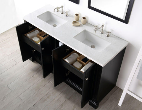 Legion Furniture WH7360-E 60" Wood Sink Vanity With Quartz Top, No Faucet