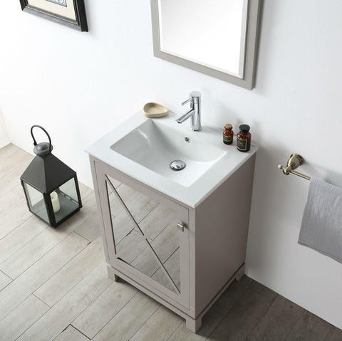 Legion Furniture WH7424-WG 24" Wood Sink Vanity With Ceramic Top, No Faucet