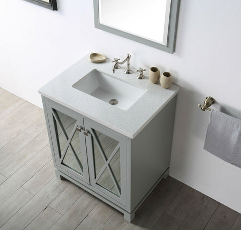 Legion Furniture WH7430-CG 30" Wood Sink Vanity With Quartz Top-No Faucet