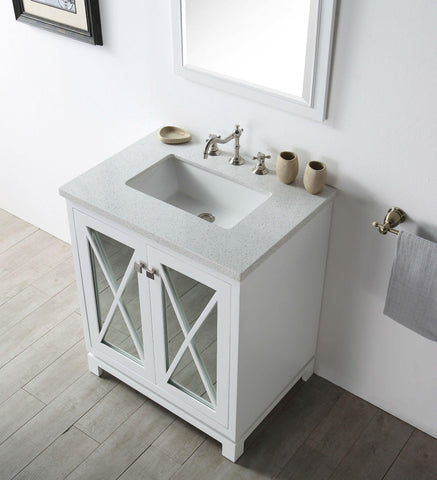 Legion Furniture WH7430-W 30" Wood Sink Vanity With Quartz Top, No Faucet