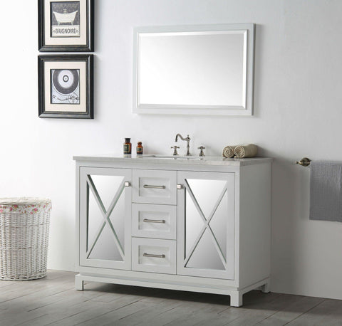 Legion Furniture WH7448-W 48" Wood Sink Vanity With Quartz Top, No Faucet