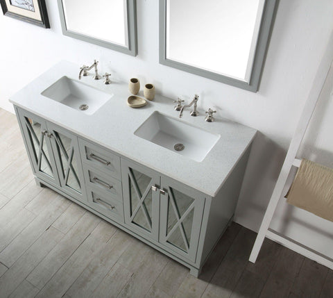 Legion Furniture WH7460-CG 60" Wood Sink Vanity With Quartz Top, No Faucet