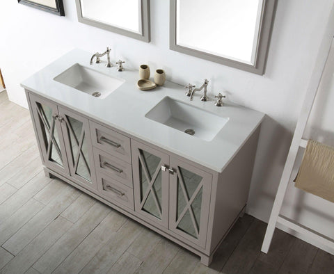 Legion Furniture WH7460-WG 60" Wood Sink Vanity With Quartz Top, No Faucet