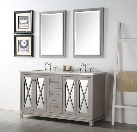 Legion Furniture WH7460-WG 60" Wood Sink Vanity With Quartz Top, No Faucet