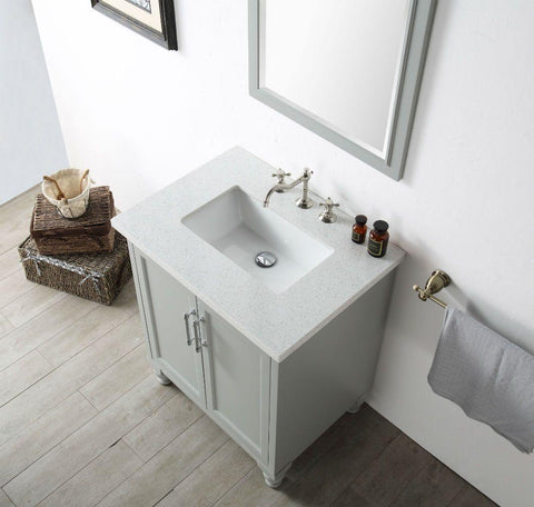 Legion Furniture WH7530-CG 30" Wood Sink Vanity With Quartz Top, No Faucet