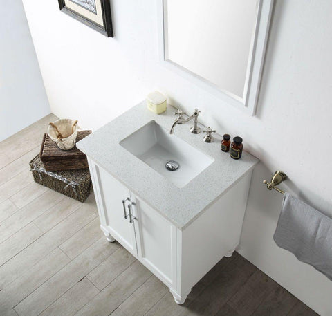 Legion Furniture WH7530-W 30" Wood Sink Vanity With Quartz Top, No Faucet