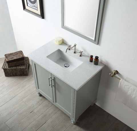 Legion Furniture WH7536-CG 36" Wood Sink Vanity With Quartz Top, No Faucet