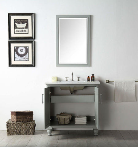 Legion Furniture WH7536-CG 36" Wood Sink Vanity With Quartz Top, No Faucet