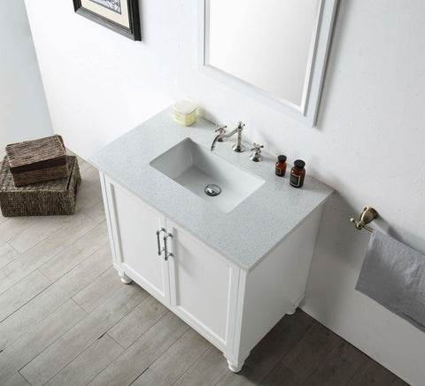 Legion Furniture WH7536-W 36" Wood Sink Vanity With Quartz Top, No Faucet