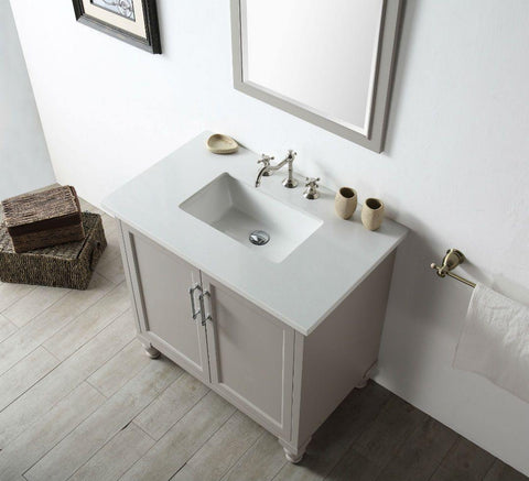 Legion Furniture WH7536-WG 36" Wood Sink Vanity With Quartz Top, No Faucet