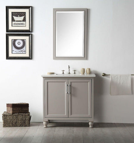 Legion Furniture WH7536-WG 36" Wood Sink Vanity With Quartz Top, No Faucet