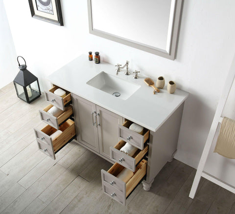Legion Furniture WH7548-WG 48" Wood Sink Vanity With Quartz Top, No Faucet