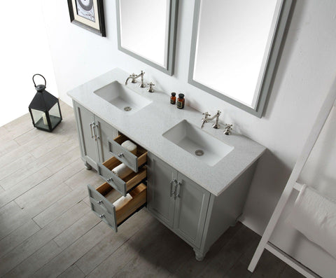 Legion Furniture WH7560-CG 60" Wood Sink Vanity With Quartz Top, No Faucet