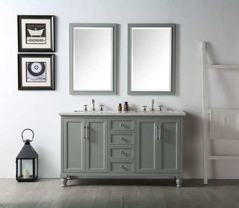 Legion Furniture WH7560-CG 60" Wood Sink Vanity With Quartz Top, No Faucet