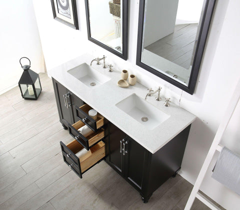 Legion Furniture WH7560-E 60" Wood Sink Vanity With Quartz Top, No Faucet