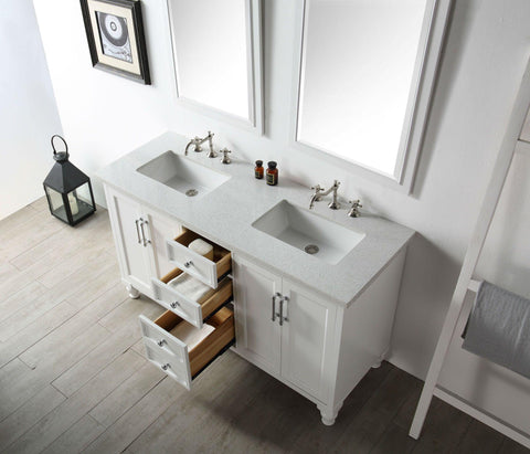 Legion Furniture WH7560-W 60" Wood Sink Vanity With Quartz Top, No Faucet