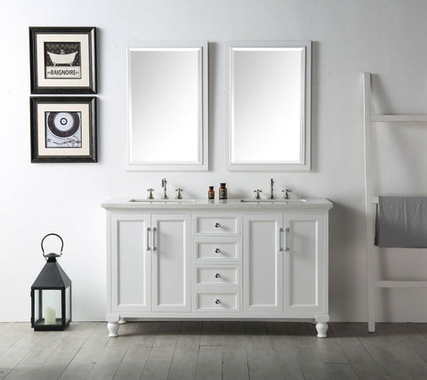 Legion Furniture WH7560-W 60" Wood Sink Vanity With Quartz Top, No Faucet