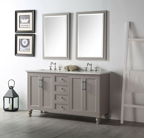 Legion Furniture WH7560-WG 60" Wood Sink Vanity With Quartz Top, No Faucet