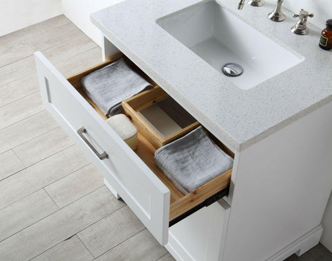Legion Furniture WH7630-W 30" Wood Sink Vanity With Quartz Top, No Faucet