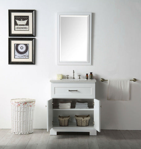 Legion Furniture WH7630-W 30" Wood Sink Vanity With Quartz Top, No Faucet