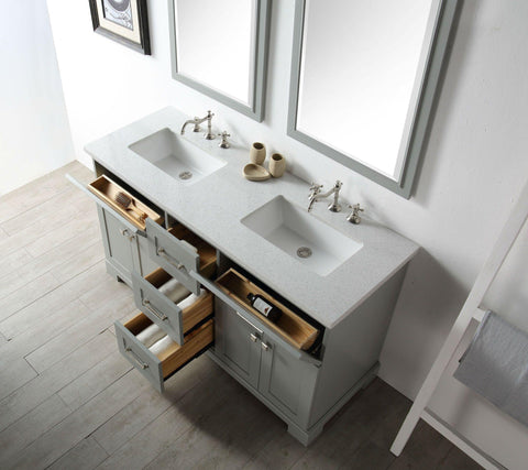 Legion Furniture WH7660-CG 60" Wood Sink Vanity With Quartz Top, No Faucet