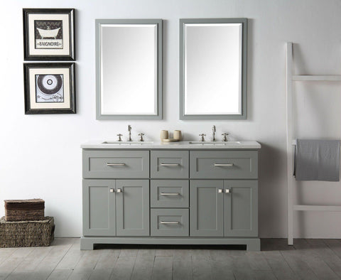 Legion Furniture WH7660-CG 60" Wood Sink Vanity With Quartz Top, No Faucet