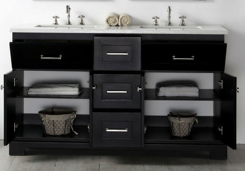 Legion Furniture WH7660-E 60" Wood Sink Vanity With Quartz Top, No Faucet