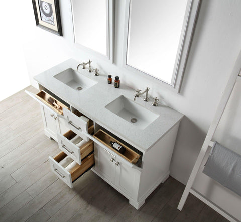 Legion Furniture WH7660-W 60" Wood Sink Vanity With Quartz Top, No Faucet
