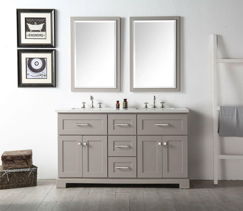 Legion Furniture WH7660-WG 60" Wood Sink Vanity With Quartz Top, No Faucet