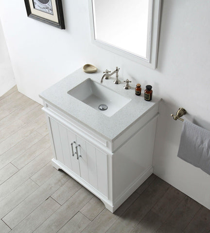 Legion Furniture WH7730-W 30" Wood Sink Vanity With Ceramic Top, No Faucet