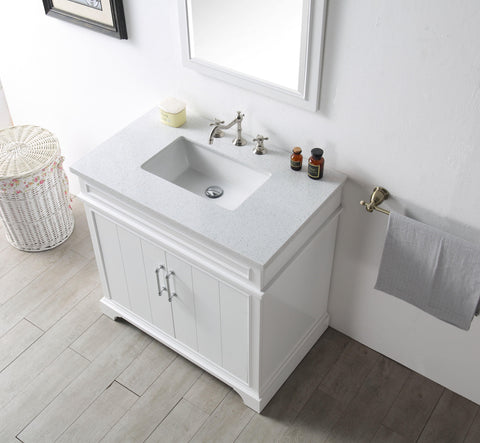 Legion Furniture WH7736-W 36" Wood Sink Vanity With Ceramic Top, No Faucet
