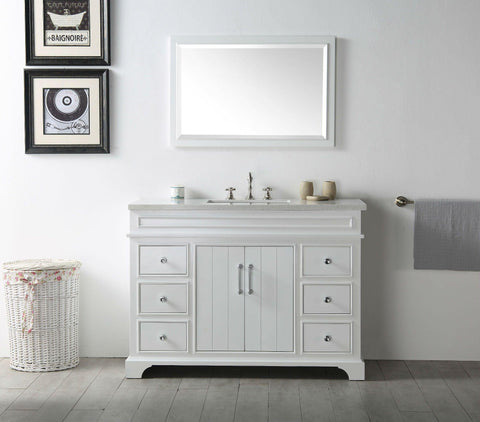 Legion Furniture WH7748-W 48" Wood Sink Vanity With Ceramic Top, No Faucet