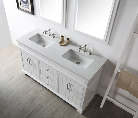 Legion Furniture WH7760-W 60" Wood Sink Vanity With Ceramic Top, No Faucet