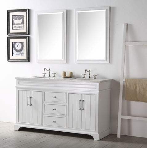 Legion Furniture WH7760-W 60" Wood Sink Vanity With Ceramic Top, No Faucet