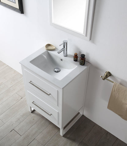 Legion Furniture WH7824-W 24" Wood Sink Vanity With Ceramic Top, No Faucet