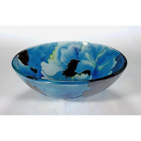 Legion Furniture Tempered Glass Vessel Sink Bowl Blue Leaf ZA-137 - Houux