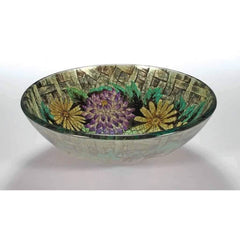 Legion Furniture Tempered Glass Vessel Sink Bowl - Floral in Autumn ZA-182 - Houux