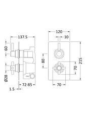 Hudson Reed A3007 Tec Pura Twin Thermostatic Shower Valve With Diverter, Chrome