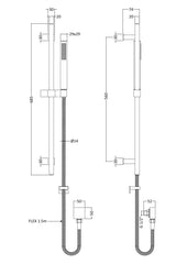 Hudson Reed A3181 Kubix Slide Rail Kit, Chrome