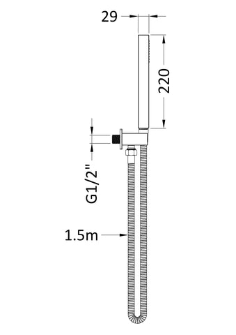 Nuie A3264 Outlet Elbow, Parking Bracket, Flex and Shower Handset, Chrome