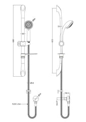 Nuie A3273A Luxury Slide Rail Shower Kit, Chrome