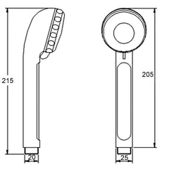 Nuie A371 Three Function Shower Handset, Chrome