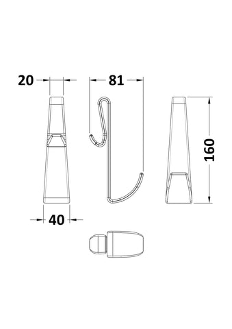 Nuie ACC006 Enclosure Hook For Frameless Enclosures