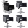 Image of DIR Salon Adjustable Seat Backwash (1) and Styling Chair (3) - Salon Package DIR 7637-1288 - Houux