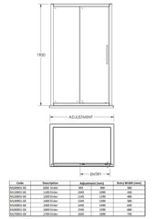 Hudson Reed M1000SSH4 Apex 1000mm Sliding Door, Polished Chrome