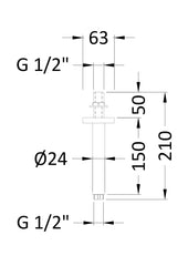 Nuie ARM15 Ceiling-Mounted Shower Arm, Chrome