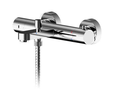 Nuie ARV005 Arvan Wall Mounted Thermostatic Bath Shower Mixer, Chrome