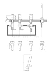 Nuie ARV334 Arvan Deck Mounted 4 Tap Hole Bath Shower Mixer No Spout, Chrome